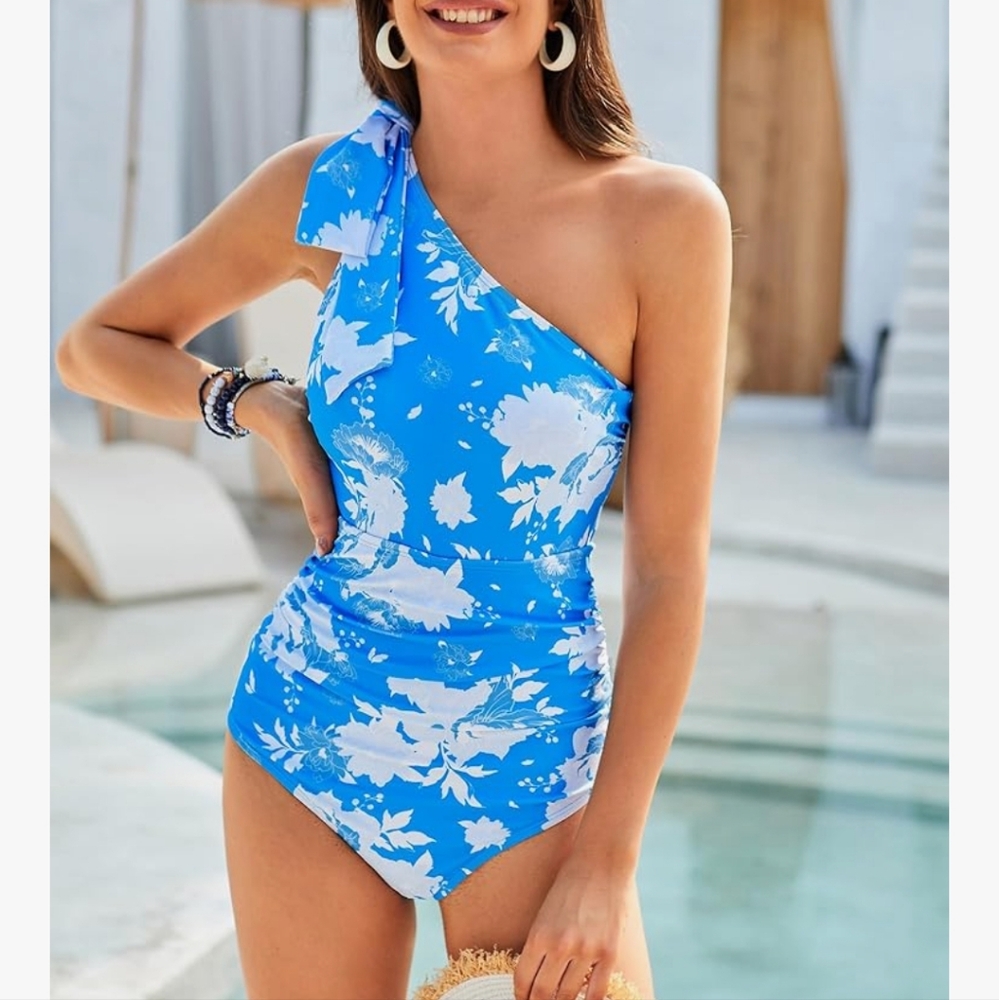 GRACE KARIN Women S Swimsuit One Piece Tummy Control Bathing Suit One Shoulder - Picture 2 of 4